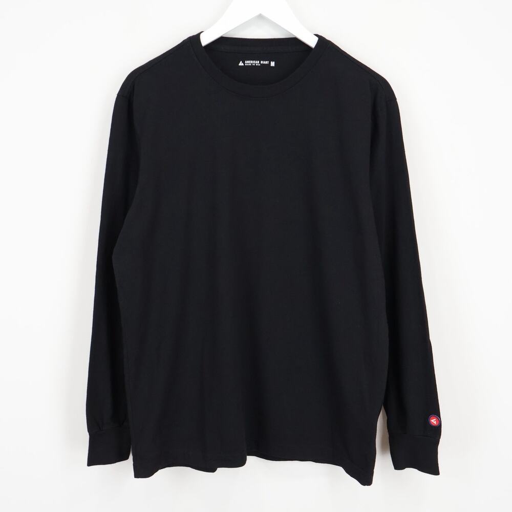American Giant Men's Vintage Crew Long Sleeve Tee Black Size Medium